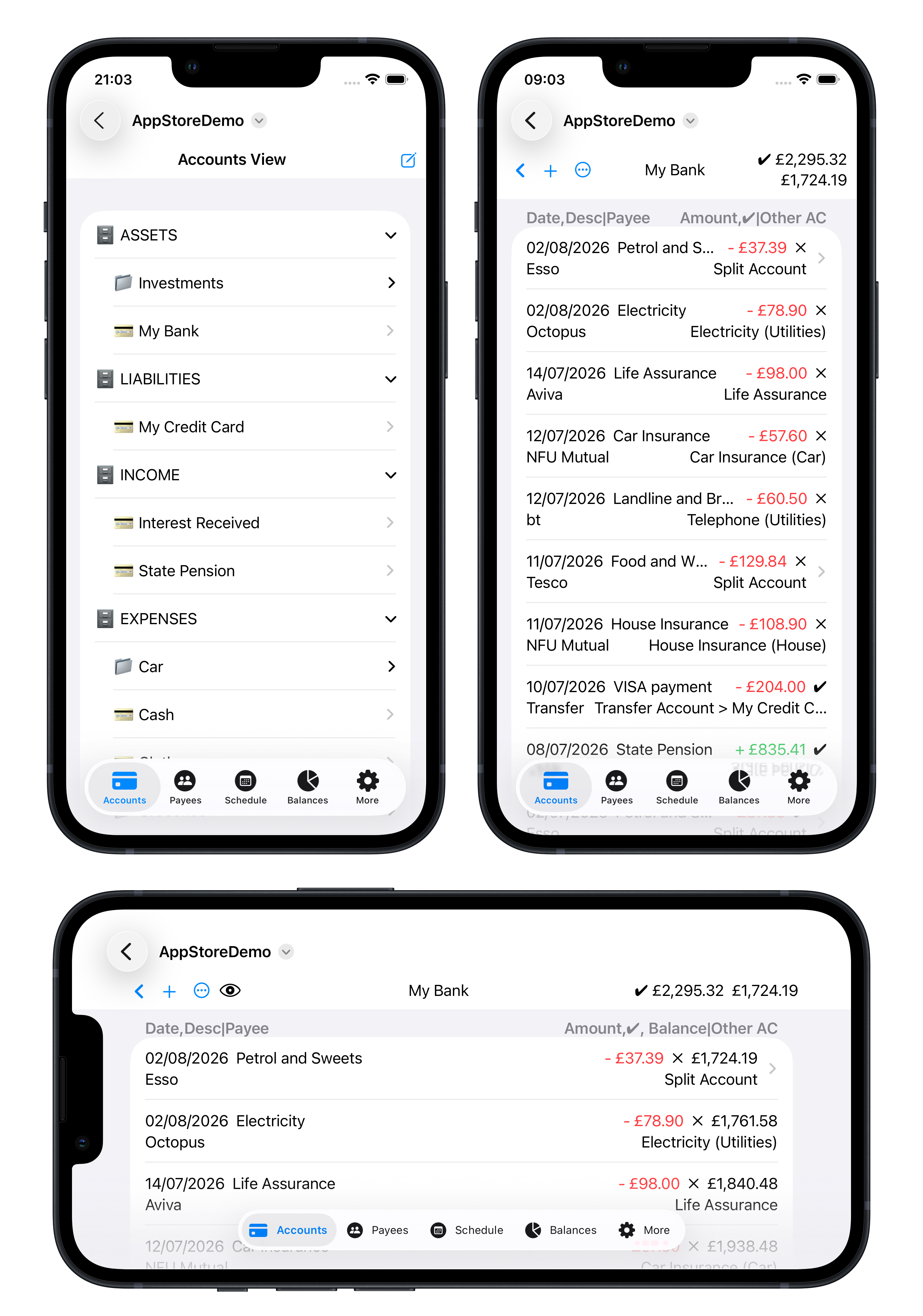 iPhone Accounts Layout
