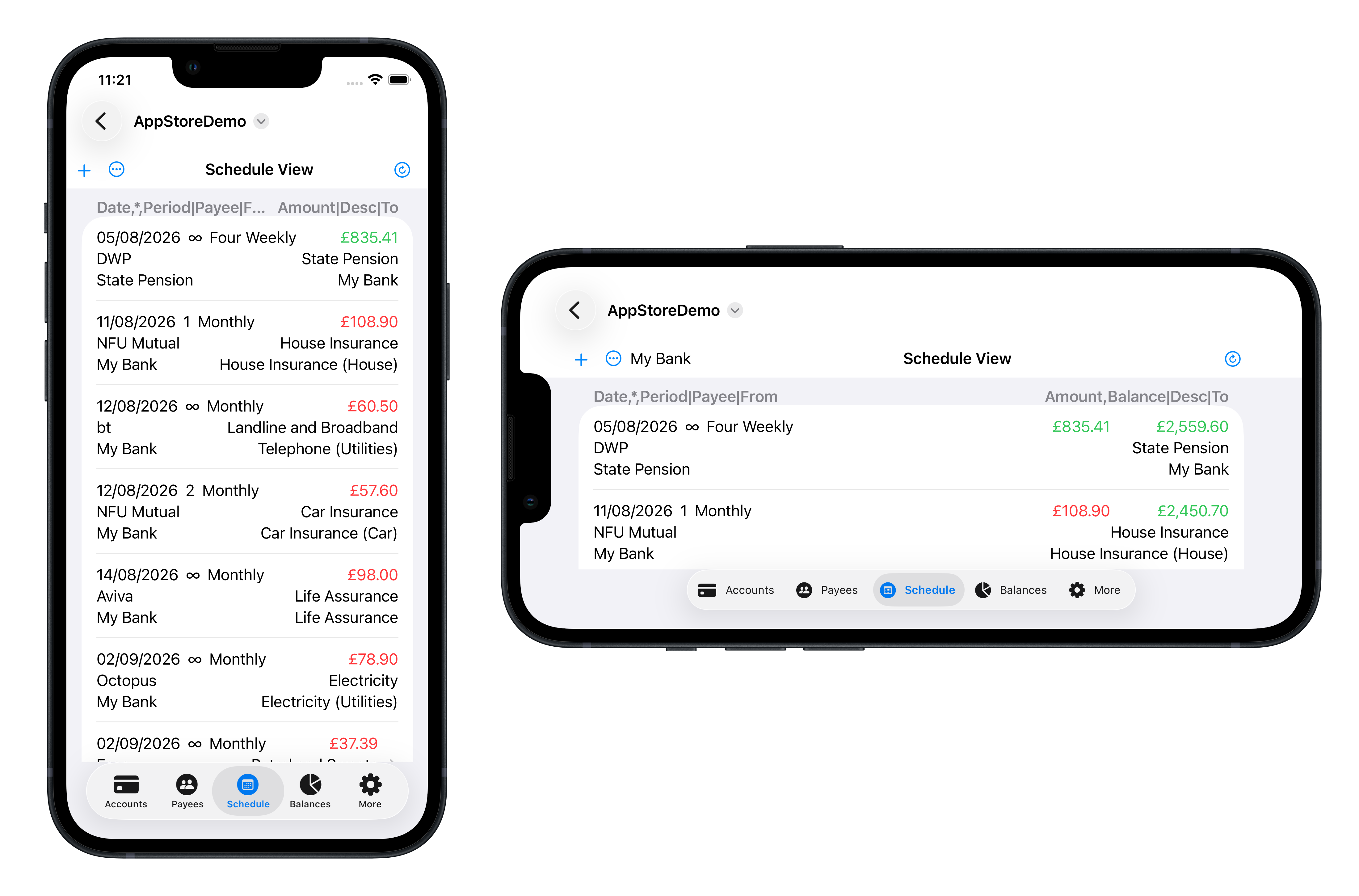 iPhone Schedule Layout