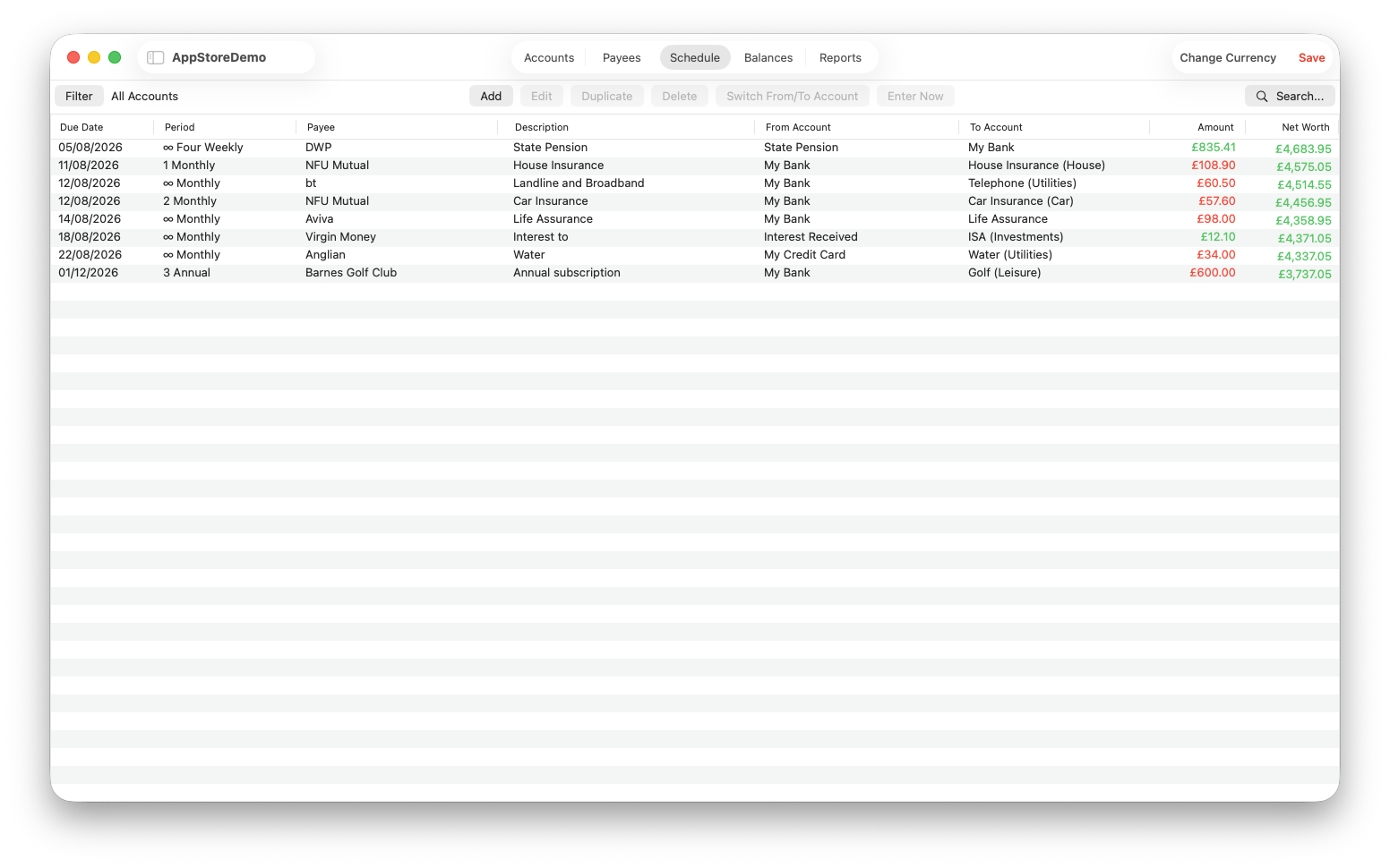 Schedule View